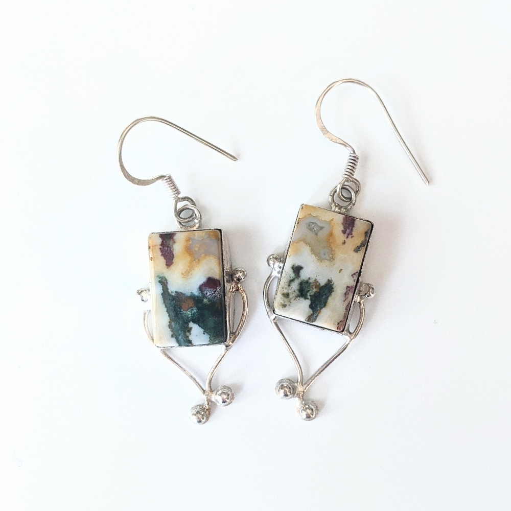 Natural Stone Agate Earrings